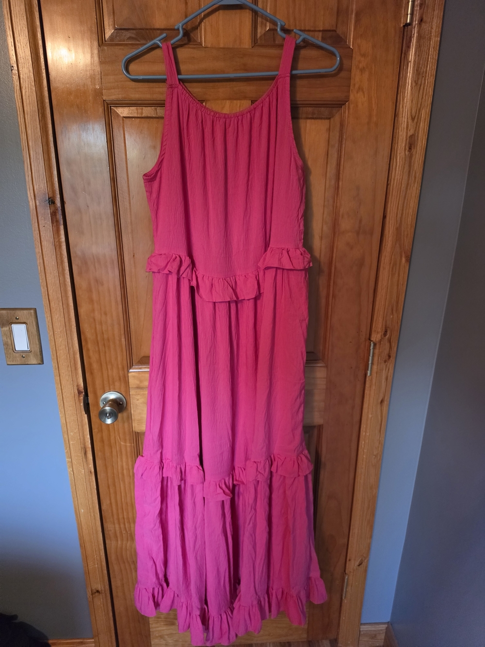 Pink Ruffle-Trim Maxi Dress